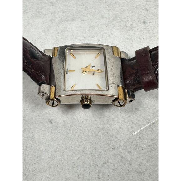Bulova Watch Womens 24mm Two Tone MOP Dial Brown Band 98L002 Quartz New Battery